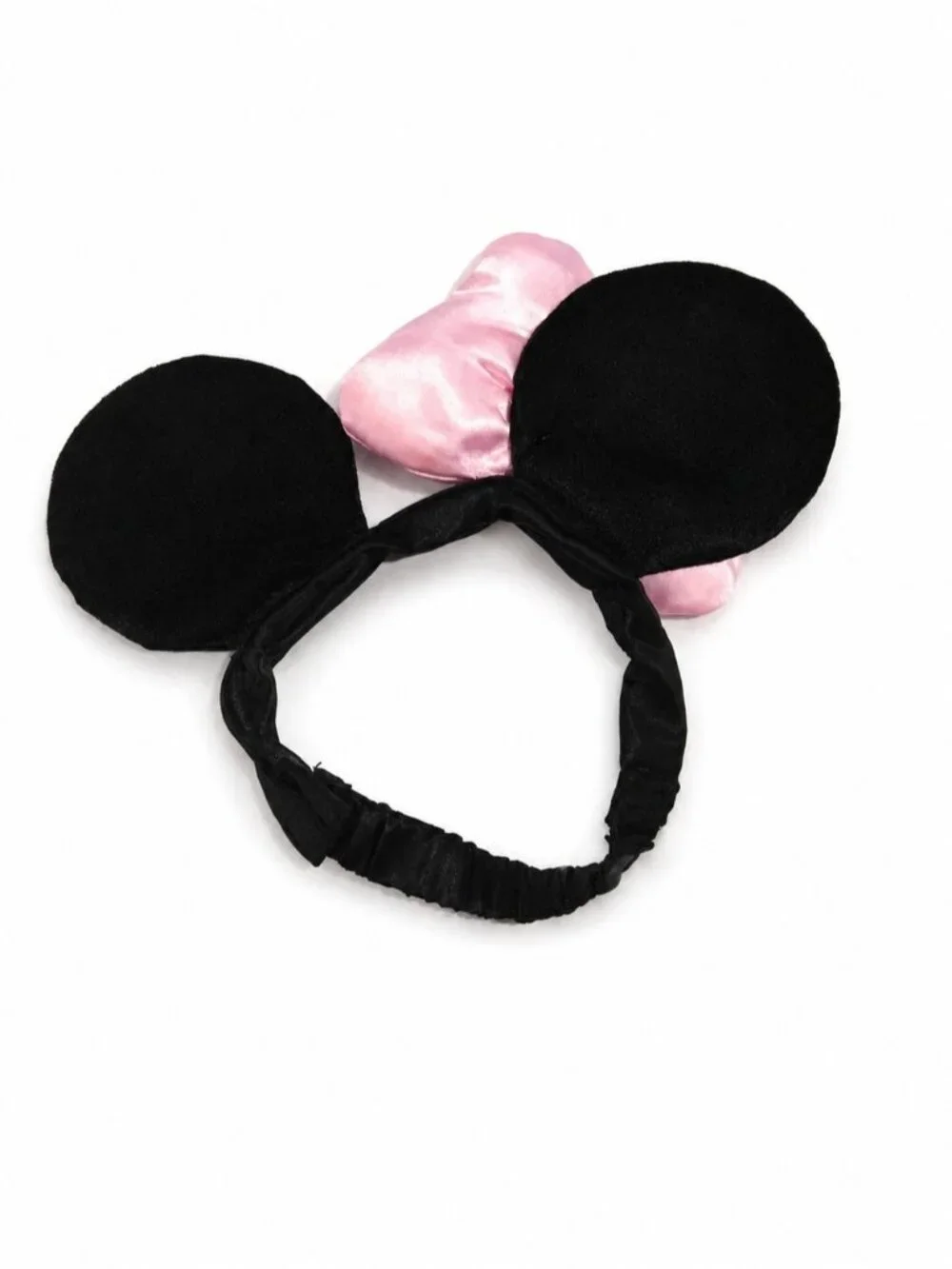 Kids Minnie Mouse Style Black Ears Headband Pink Satin Bow Costume Dress-Up
